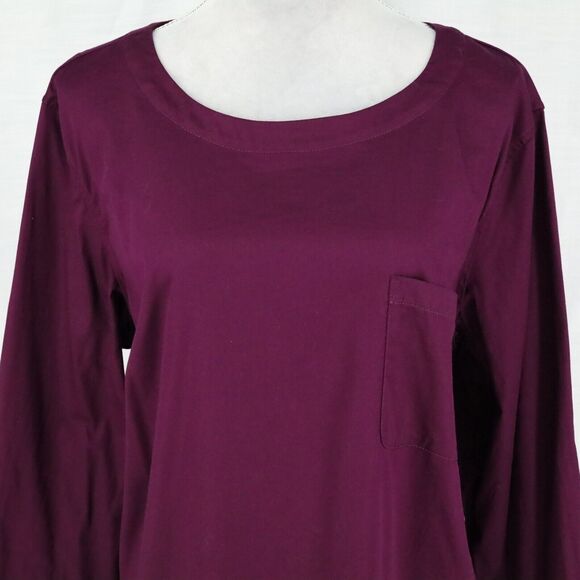 Coldwater Creek Top Plus Size 20W Plum Tunic Stretch Cotton Blouse Pockets - Picture 9 of 13